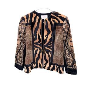 Rare Wraps Collection Cotton Blend Animal Print Blazer Jacket Size S Whimsy Goth